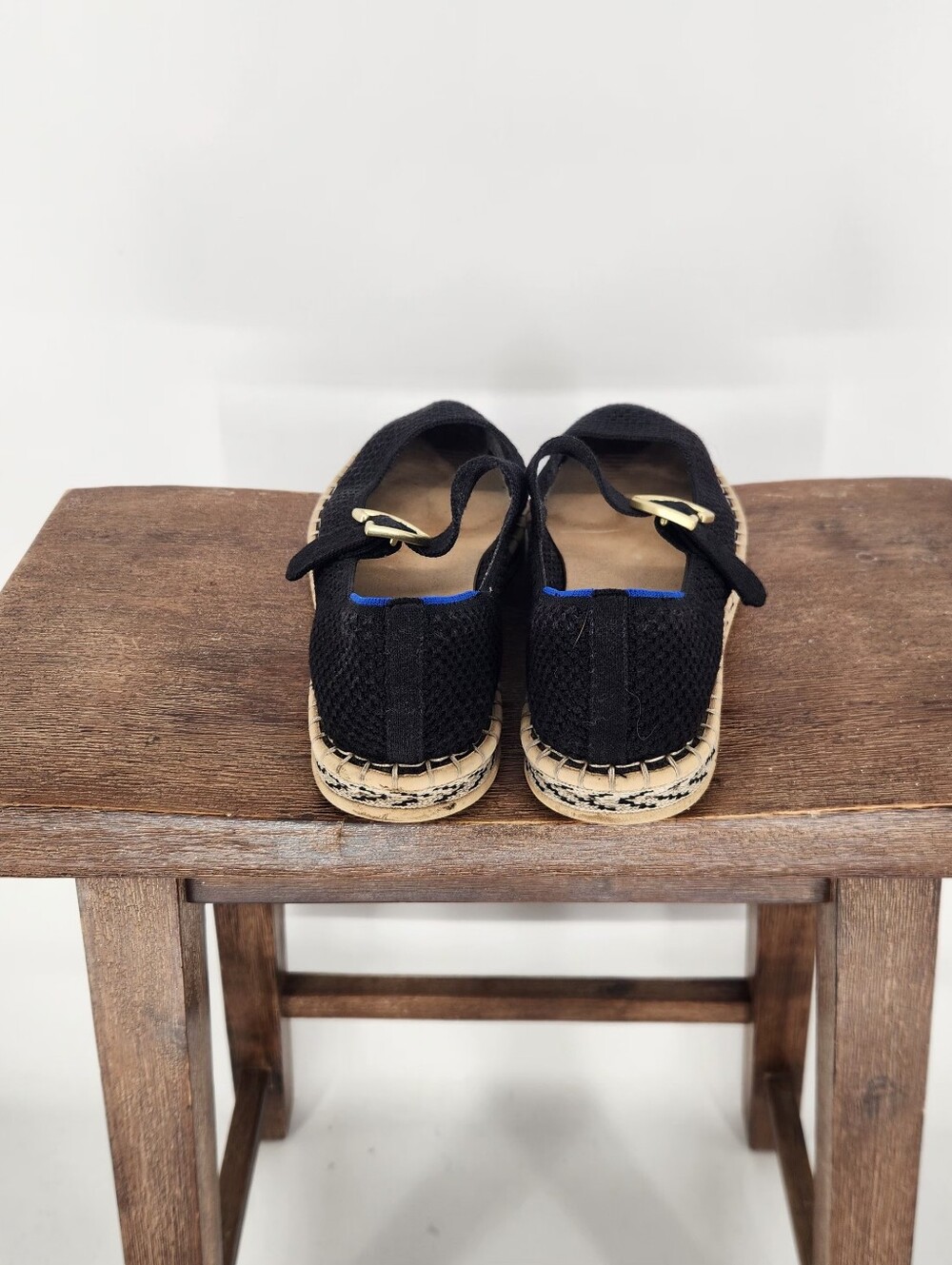 Rothy's Black Knit Mary Jane Flats with Gold Buckle Accent Size 8.5 - Picture 3 of 6